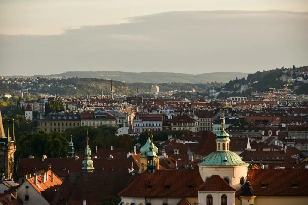 Birds Eye View of Prague in Czech Republic