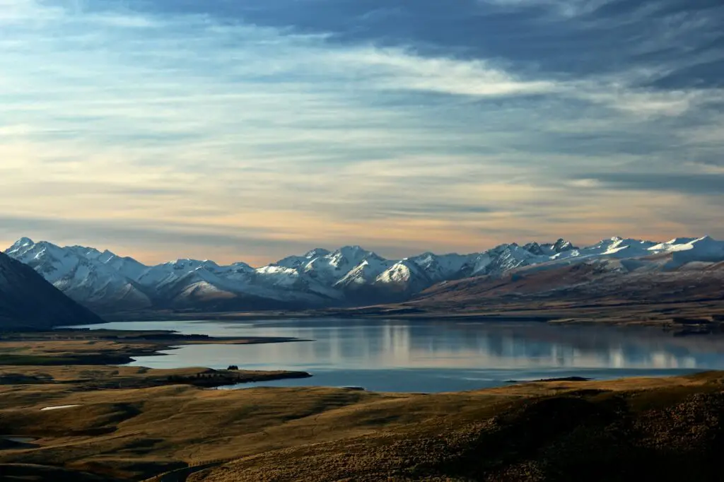 landscape photography of lake and mountain