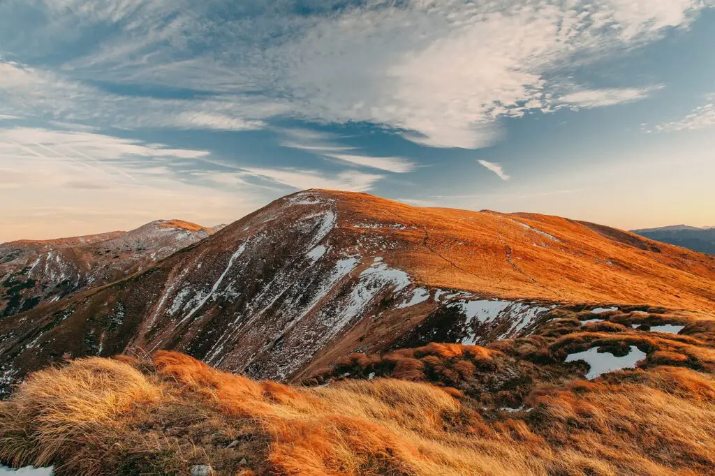 mountains, snow, hills