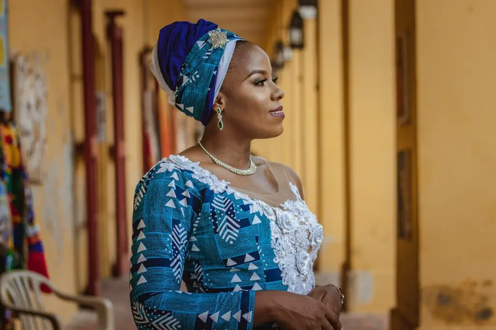 woman, turban, afro